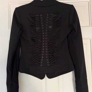 BCBGMaxAzria Black Lace-Up Blazer